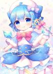  1girl blue_eyes blue_hair blush cirno closed_mouth coa_(chroo_x) short_hair smile solo tongue tongue_out touhou 