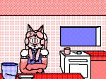 animated anthro averi_(fiddleafox) brown_body brown_fur canid canine cooking detailed_background dipstick_tail female female_anthro flipnote_studio fox fur gloves_(marking) hair kitchen leg_markings low_res mammal markings socks_(marking) solo tail tail_markings unknown_artist walking white_body white_fur window