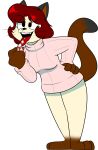 2017 3_toes 4_fingers alpha_channel anthro biped black_ears black_eyebrows black_eyelashes black_eyes black_markings black_mouth black_nose black_whiskers bottomless bottomless_anthro bottomless_female breasts brown_inner_ear brown_markings brown_tail candy candy_cane cat_tail cheek_tuft chokovit_(artist) clothed clothing colored dessert digital_drawing_(artwork) digital_media_(artwork) dipstick_tail domestic_cat eyebrow_through_hair eyebrows facial_tuft feet felid feline felis female female_anthro fingers food fur glistening glistening_hair glistening_nose glistening_tongue gloves_(marking) hair hi_res leaning leaning_forward leg_markings licking licking_candy licking_candy_cane mammal markings open_mouth partially_clothed partially_clothed_anthro partially_clothed_female pink_clothing pink_sweater pink_topwear prick_ears priscilla_(kabula) red_hair simple_background socks_(marking) solo standing sweater sweater_only tail tail_markings tan_body tan_fur tan_tuft teeth toes tongue tongue_out topwear topwear_only translucent translucent_hair transparent_background tuft turtleneck