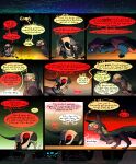 comic dialogue dinosaur dragon dragonscape drekir dromaeosaurid fantasy female feral forl_(thepatchedragon) gila_(thepatchedragon) group hi_res hiker_(thepatchedragon) jat_(thepatchedragon) male night post-apocalyptic reptile scalie sling_(weapon) smoking_pipe spirits starir text thepatchedragon theropod