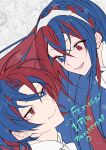  3boys 3girls absurdres alear_(female)_(fire_emblem) alear_(fire_emblem) alear_(male)_(fire_emblem) alfred_(fire_emblem) blue_eyes blue_hair braid closed_mouth crossed_bangs crown_braid diamant_(fire_emblem) fire_emblem fire_emblem_engage hair_between_eyes heterochromia highres illust_mi ivy_(fire_emblem) long_hair looking_at_another multicolored_hair multiple_boys multiple_girls open_mouth red_eyes red_hair short_hair split-color_hair tiara timerra_(fire_emblem) two-tone_hair 