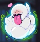 absurd_res balls belly big_belly blush boo_(mario) digestion digestion_noises floating genitals ghost glowing hands_on_belly hi_res male mario_bros nintendo oral_vore rumbling_stomach solo spirit tepigfan101 tongue tongue_out vore