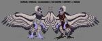 2021 aarakocra_(dnd) absurd_res accipitriform anthro avian avian-king beak biped bird claws english_text feathered_wings feathers female heterochromia hi_res solo text vulture wings