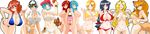  aqua_eyes aqua_hair blonde_hair brabustersystem breasts brown_hair dark_skin green_eyes huge_breasts joshi large_breasts magutan nana_verochinski photoshop red_hair tan 