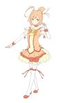  choker cure_sunny flat_chest hino_akane_(smile_precure!) looking_at_viewer magical_girl orange_(color) orange_choker orange_shorts precure satsumi short_hair shorts simple_background skirt smile smile_precure! solo white_background 