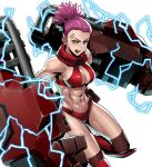  1girl armor artist_request bikini bikini_armor breasts green_eyes medium_breasts medium_hair metal_slug metal_slug_attack muscular muscular_female navel official_art olga_(metal_slug) purple_hair red_bikini solo swimsuit transparent_background 