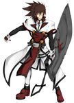  alternate_color blazblue cosplay costume_switch dokkanohukukaityou guilty_gear highres huge_weapon image_sample male_focus order-sol order-sol_(cosplay) pixiv_sample ragna_the_bloodedge sol_badguy solo sword weapon 