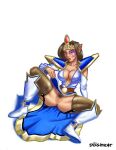 blizzard_entertainment breasts brown_hair clothed clothing elf female genitals hair high_elf humanoid magic_user mostly_nude presenting presenting_pussy pubes pussy skimpy solo warcraft