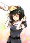  ^_^ admiral_(kantai_collection) belt black_hair blush closed_eyes haguro_(kantai_collection) hair_ornament hand_on_another's_head kantai_collection long_sleeves messy_hair petting short_hair solo_focus spark-love tears 