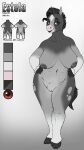 absurd_res andromorph anthro big_breasts breasts brown_eyes el_caballo_oscuro equid equine female fur grey_body grey_fur grey_hair hair hi_res humanoid intersex mammal markings model_sheet nude solo spanish_text spots spotted_body spotted_fur text