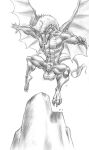 animal_genitalia anthro balls dragon european_mythology genitals gideon male membrane_(anatomy) membranous_wings monochrome mythological_creature mythological_scalie mythology pecs penis penis_tip scalie sheath solo western_dragon wings