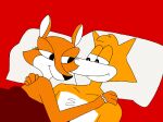 anthro canid canine duo fauna_fox faunafox1 female fox happy humongous_entertainment looking_at_another male male/female mammal romantic romantic_couple spy_fox spy_fox_(series) the_f_tales under_covers