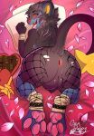 &lt;3 &lt;3_eyes anthro anus ass_up balls big_butt black_body black_fur blue_body blue_fur blush box_of_chocolates butt candy chocolate claws clothing dessert feet fishnet fishnet_legwear food fur generation_4_pokemon genitals gerpuppy girly hi_res holidays legwear luxray luxray_(tdub2217) male mostly_nude nintendo pawpads pokemon pokemon_(species) presenting presenting_hindquarters raised_tail red_sclera smile solo tail tail_aside toe_claws tongue tongue_out torn_fishnets valentine&#039;s_day