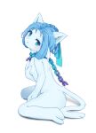 absurd_res anthro asura blue_body chain female female/female feral furry guild_wars hi_res human humanoid lalamedli mammal nude solo tail