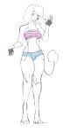 absurd_res bottomwear breasts bulge canid canine canis clothed clothing domestic_dog fully_clothed fur gloves handwear hi_res mammal poodle shorts suspenders white_body white_fur