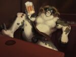 2017 alcohol anthro balls barasaurus beer beverage biceps body_hair bovid caprine chest_hair curled_horn drinking drinking_beer erection eyebrows feet foot_on_table foreskin fuzzy genitals grin grinning_at_viewer horn inside kilt leaning leaning_backward looking_at_viewer male mammal manly muscular pecs penis perineum presenting raised_eyebrow raised_leg sheep smile solo spread_legs spreading triceps vein veiny_penis