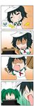  4koma :&lt; =_= absurdres anchor black_hair bowl bucket chibi closed_eyes comic hair_bobbles hair_ornament hat highres hungry in_bucket in_container kisume multiple_girls murasa_minamitsu open_mouth rakugaki-biyori rice sailor_hat silent_comic sunken_cheeks sweat thinking touhou twintails 