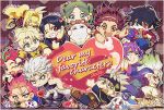  1girl 6+boys :d :o ;) ;d amidamaru asta_(black_clover) belt beyblade_x bikkuri-men black_clover black_hair blonde_hair brown_hair bucchigiri?! character_name charisma_house chibi dated dr._stone emul_(shangri-la_frontier) facial_mark finn_oldman forehead_mark gekkan_mousou_kagaku green_eyes green_hair hairband headband heart heterochromia high_card holding holding_microphone hypnosis_mic ishigami_senkuu jacket kazami_bird kouji. looking_at_viewer medjed_(fate) microphone multicolored_hair multiple_boys one_eye_closed pouch purple_hair rabbit ragna_(ragna_crimson) ragna_crimson red_eyes red_hair sarukawa_kei shaman_king shangri-la_frontier sitting smile streaked_hair suzuki_j._tarou sweatdrop tomoshibi_arajin white_hair yamada_ichiro yamato_(bikkuri-men) 