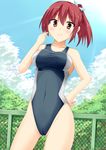  bad_id bad_pixiv_id breasts cameltoe competition_swimsuit covered_navel free! highres long_hair matsuoka_gou medium_breasts one-piece_swimsuit ponytail red_eyes red_hair swimsuit x3_(jyouti) 