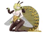  1girl antennae arthropod_girl arthropod_limbs bee_girl bee_wings blonde_hair bmp-to-png_conversion breasts closed_mouth dripping extra_arms full_body fur_collar fur_cuffs game_cg hair_between_eyes hive honey honey_(mon-musu_quest!) jitome kneeling large_breasts looking_at_viewer mon-musu_quest! monster_girl nipples non-web_source nude raised_eyebrow setouchi_(blackse) short_hair simple_background solo transparent_background wings yellow_eyes 