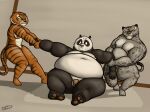 2024 anthro arm_pull balls bear breasts clenched_teeth dreamworks eye_contact fangs felid female fur genitals giant_panda group hi_res kung_fu_panda looking_at_another male mammal markings master_po_ping master_tigress moobs mouth_closed navel nipples nude nude_anthro nude_female nude_male obese obese_anthro obese_male overweight overweight_anthro overweight_male oystercatcher7 pantherine penis signature snow_leopard spots spotted_body spotted_fur striped_body striped_fur stripes tai_lung_(kung_fu_panda) teeth tiger trio tug_of_war whiskers