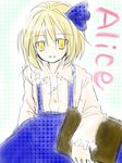  alice_margatroid alice_margatroid_(pc-98) bad_id bad_pixiv_id blonde_hair book grimoire grimoire_of_alice short_hair solo touhou touhou_(pc-98) yellow_eyes yjy 