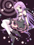  asclepius black_dress blush collarbone dress flower frills leg_garter long_hair looking_at_viewer lutecia_alpine lyrical_nanoha mahou_shoujo_lyrical_nanoha purple_hair shirogane_hina solo tareme thighhighs very_long_hair white_legwear zettai_ryouiki 