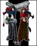  1girl chainsaw copyright_request highres midriff navel red_hair shaun_healey 