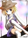  blonde_hair hat mashayuki moriya_suwako purple_eyes solo thighhighs touhou 