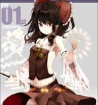  brown_hair gohei hakurei_reimu midriff navel ofuda red_eyes riku_(wana) solo touhou 