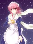  maid non-web_source piku pink_hair red_eyes scarf shakugan_no_shana short_hair snow solo wilhelmina_carmel 