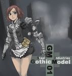  copyright_request cyborg prosthesis red_hair short_hair sigama skirt solo 