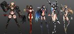  absurdres android arm_blade armor bad_id bad_pixiv_id black_hair blonde_hair blue_eyes blue_hair bodysuit breasts cannon character_name cherno_alpha cleavage cleavage_cutout coyote_tango crest crimson_typhoon cyborg extra_arms eyepatch fan folding_fan full_body gipsy_danger gradient gradient_background gradient_hair hand_on_hip headgear height_difference helmet highres large_breasts long_hair looking_at_viewer mecha mecha_musume mechanical_arm mechanical_arms mullet multicolored_hair multiple_girls pacific_rim personification power_suit red_eyes short_hair sideboob sigm@ striker_eureka thighhighs underboob very_long_hair visor weapon yellow_eyes 