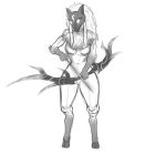 anthro bovid bow_(weapon) breasts caprine chocoflan dipstick_limbs featureless_breasts female floppy_ears fur grey_body grey_fur hi_res holding_arrow holding_bow_(weapon) holding_object holding_ranged_weapon holding_weapon hooves kindred_(lol) lamb_(lol) league_of_legends lop_ears mammal mask ranged_weapon riot_games sheep simple_background solo tencent thick_thighs weapon white_background white_body white_fur wide_hips