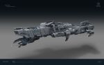  advanced_ship_(eve_online) caldari_state_(eve_online) commentary company_name concept_art copyright_name cruiser_(eve_online) emblem eve_online floating from_side georg_hilmarsson glowing grey_theme highres logo military_vehicle official_art radio_antenna realistic science_fiction shadow spacecraft strategic_cruiser_(eve_online) tech_3_ship_(eve_online) vehicle_focus 
