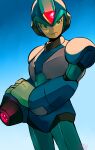  1boy absurdres android closed_mouth danyhu16 expressionless green_eyes helmet highres male_focus mega_man_(series) mega_man_x8 mega_man_x_(series) solo standing x_(mega_man) 