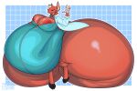 2024 3:2 areola belly big_belly big_breasts big_butt breast_overflow breasts butt canid canine clothed clothing coat digital_media_(artwork) dress eye_patch eyewear female fox frozenartifice fur gesture hi_res hooves huge_belly huge_butt hyper hyper_butt inner_ear_fluff looking_at_viewer mammal nipples red_body red_fur simple_background smile smiling_at_viewer teal_clothing teal_dress thick_thighs topwear tuft waving wide_hips zipper