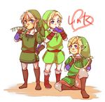  blonde_hair blue_eyes gloves grass harp hat instrument link male_focus multiple_boys multiple_persona ocarina pointy_ears shibainuxtu smile the_legend_of_zelda the_legend_of_zelda:_ocarina_of_time the_legend_of_zelda:_skyward_sword the_legend_of_zelda:_twilight_princess 