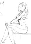  bodysuit breasts crossed_legs greyscale hair_over_one_eye lips lm_(legoman) long_hair medium_breasts monochrome rachael_foley resident_evil resident_evil_revelations sitting sketch solo thick_thighs thighs wide_hips 