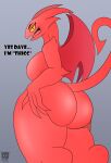 4_fingers absurd_res angry angry_eyes anthro big_breasts big_butt breasts butt demon female fingers hand_on_butt hi_res holding_butt huge_breasts huge_butt larger_female lucia_(satina) mature_female nude raised_tail red_body red_skin satina_wants_a_glass_of_water size_difference solo sralivewolfox tail thick_thighs wide_hips
