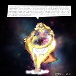 absurd_res anthro canid canine canis cosmic cosmic_background cosmic_flesh cosmic_fur cosmic_hair deity dirtymac divine domestic_dog ethereal_hair hi_res invalid_tag male male_pred mammal overweight overweight_anthro overweight_male