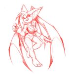  3_toes anthro barefoot bat bottomwear breasts cleavage clothed clothing eyeshadow fangs feet female makeup mammal midriff noideasfornicknames pants rouge_the_bat sega shirt sketch solo sonic_the_hedgehog_(series) teeth toes topwear wings 