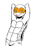  &lt;3 2019 anthro bandanna bedroom_eyes blue_eyes clothed clothing freckles half-closed_eyes hands_behind_head inkyfrog male mask michelangelo_(tmnt) partially_colored reptile scalie seductive shell simple_background smile solo standing teenage_mutant_ninja_turtles tongue tongue_out topless turtle white_background 
