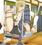  1boy angry axis_powers_hetalia barefoot bdsm bondage book bound censored erection fang green_eyes male male_focus open_clothes open_mouth open_shirt penis pointless_censoring restrained shirt solo sweatdrop united_kingdom_(hetalia) 