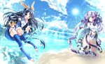  :3 :d adapted_costume animal_ears bare_shoulders barefoot beach blue_eyes blue_hair blue_legwear blue_sky braid casual_one-piece_swimsuit cloud day double_bun dragon_girl hair_ornament haku_(p&amp;d) happy head_fins horns innertube karin_(p&amp;d) kneeling leotard long_hair midriff monster_girl multiple_girls nail_polish navel ocean one-piece_swimsuit open_hands open_mouth outdoors puzzle_&amp;_dragons sakurano_tsuyu silver_hair sky smile sun swimsuit tail thighhighs thighs tiger_tail toeless_legwear toenail_polish toes water yellow_eyes yin_yang 