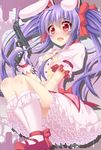  animal_ears beretta_92 blush bow bunny_ears cosplay frills gloves gun hair_ribbon handgun kaname_madoka kaname_madoka_(cosplay) long_hair magical_girl mahou_shoujo_madoka_magica mary_janes megawatt open_mouth pistol purple_hair red_eyes reisen_udongein_inaba ribbon shoes solo tears touhou twintails very_long_hair weapon white_gloves 