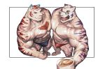  2019 abs absurd_res anthro biceps clothed clothing digital_media_(artwork) duo felid fur hi_res male mammal muscular muscular_male pantherine pecs piard909 tiger topless 