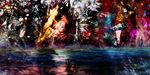  abstract absurdres blood bouzu_(pivuv) different_reflection fire flandre_scarlet highres houjuu_nue komeiji_koishi multiple_girls reflection stage_connection touhou water 