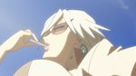  animated animated_gif basquash! bouncing_breasts breasts earrings glasses haruka_gracia huge_breasts jewelry lowres white_hair 