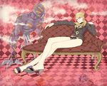  bad_anatomy blonde_hair couch genderswap genderswap_(mtf) high_heels jojo_no_kimyou_na_bouken necktie oketsu_fumio prosciutto stand_(jojo) the_grateful_dead_(stand) 